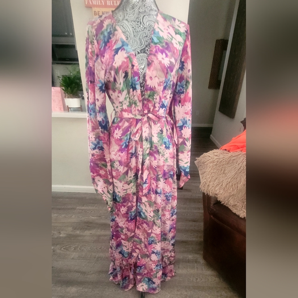 Karma Highway BEAUTIFUL Floral Kimono Cardigan With POCKETS!      B5 - Picture 5 of 8